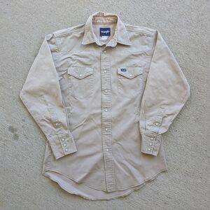 Vintage Wrangler Light Tan Denim Pearl Snap Western Shirt